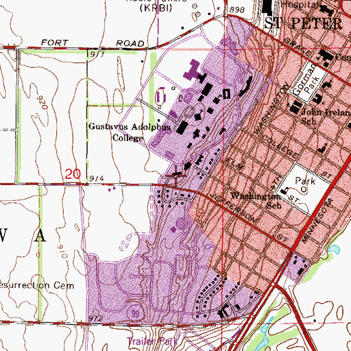Topographic Map of Valley View Hall, MN