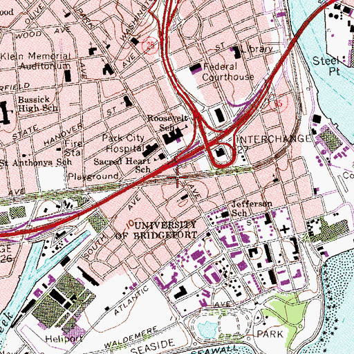 Topographic Map of Columbus School, CT
