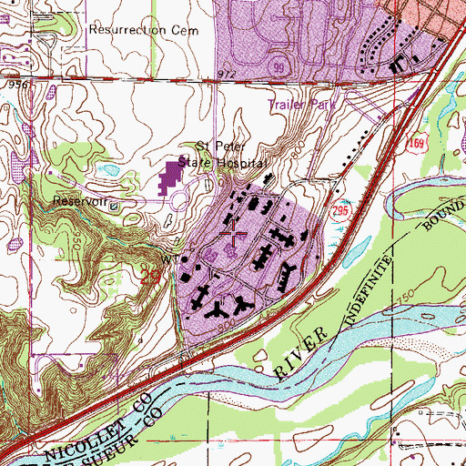 Topographic Map of Old Center Building, MN