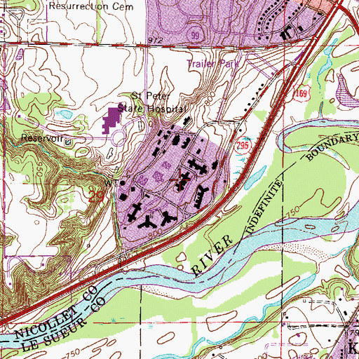 Topographic Map of Pexton Hall, MN