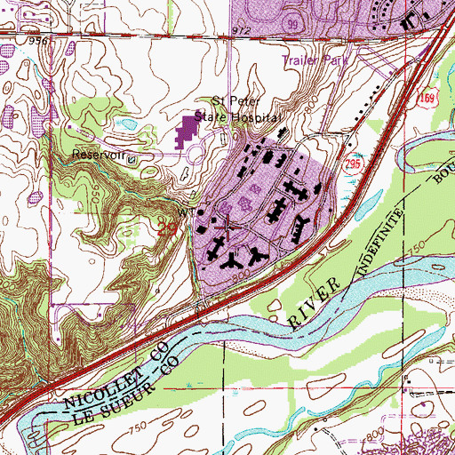 Topographic Map of Phelps Hall, MN