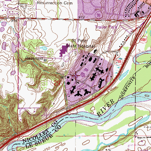 Topographic Map of Service Building, MN