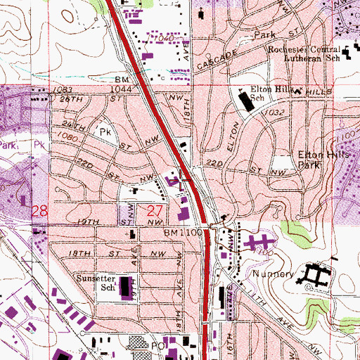 Topographic Map of Rochester Health Care Center, MN