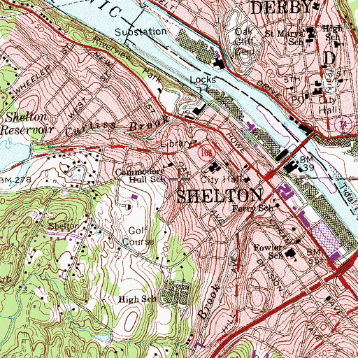 Topographic Map of Commodore Hull Intermediate School, CT