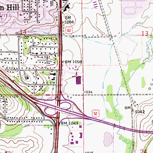 Topographic Map of Broadway Commons Shopping Center, MN