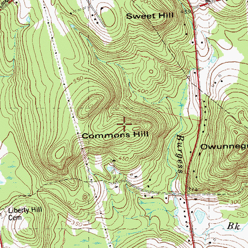 Topographic Map of Commons Hill, CT