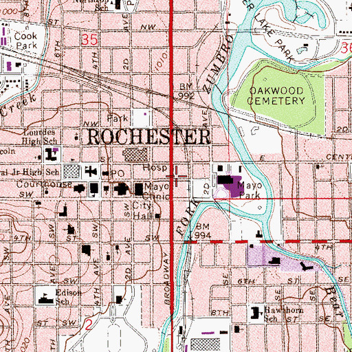 Topographic Map of Galleria Mall, MN