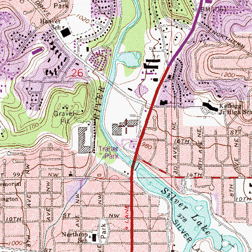 Topographic Map of Northbrook Shopping Center, MN