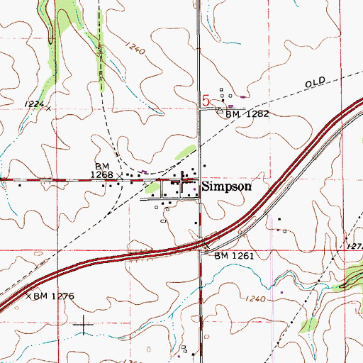 Topographic Map of Simpson Post Office (historical), MN