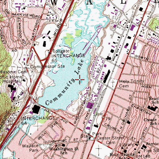 Topographic Map of Community Lake, CT