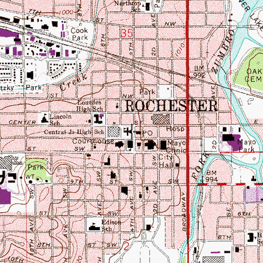 Topographic Map of Saint John's Catholic School, MN