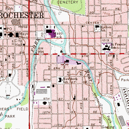 Topographic Map of Riverside Central Elementary, MN