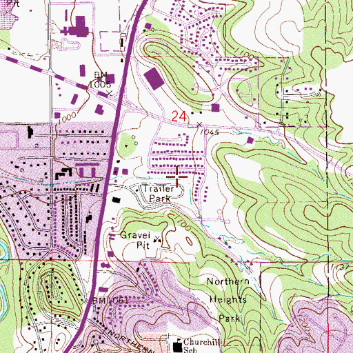 Topographic Map of Rocky Creek Estates, MN