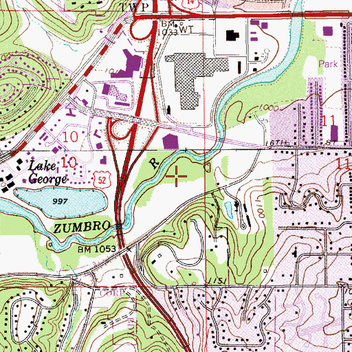 Topographic Map of Zumbro South Park, MN