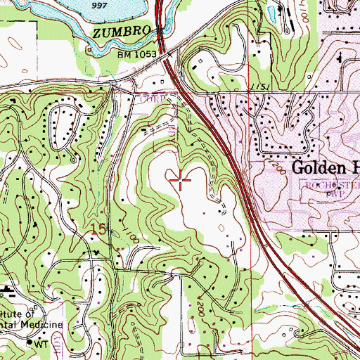 Topographic Map of Pine Ridge Estates Park, MN