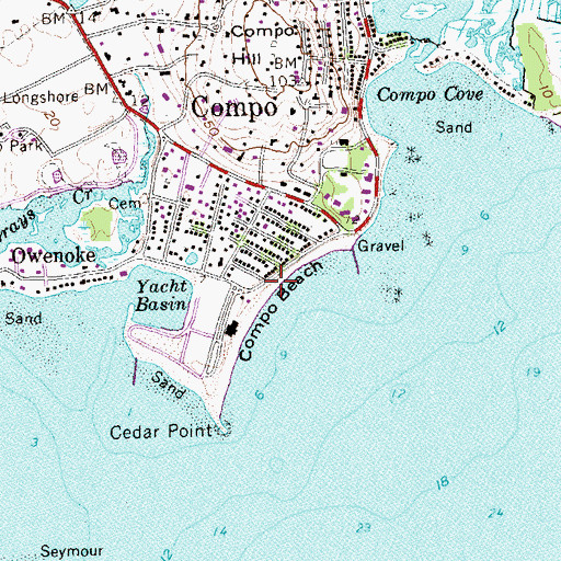 Topographic Map of Compo Beach, CT