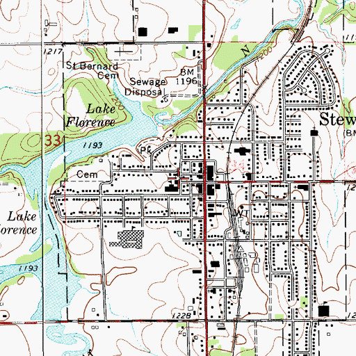 Topographic Map of Stewartville Assembly of God Church, MN