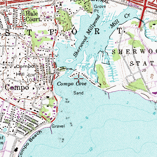 Topographic Map of Compo Cove, CT