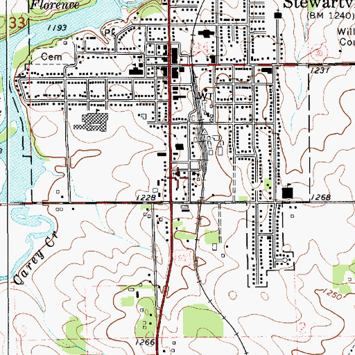 Topographic Map of First Baptist Church, MN