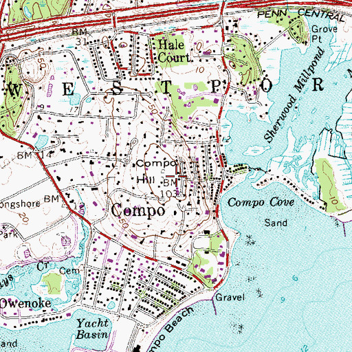 Topographic Map of Compo Hill, CT