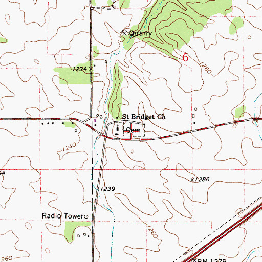 Topographic Map of Saint Bridget Cemetery, MN