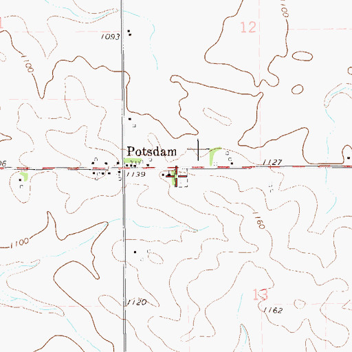 Topographic Map of Potsdam Lutheran Cemetery, MN