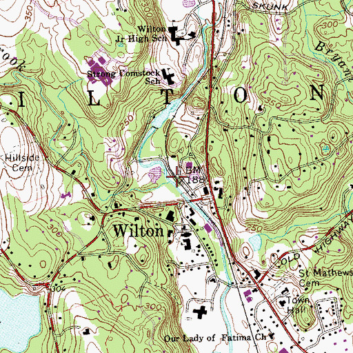 Topographic Map of Comstock Brook, CT