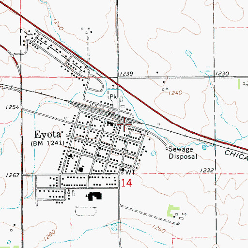 Topographic Map of Eyota Post Office, MN