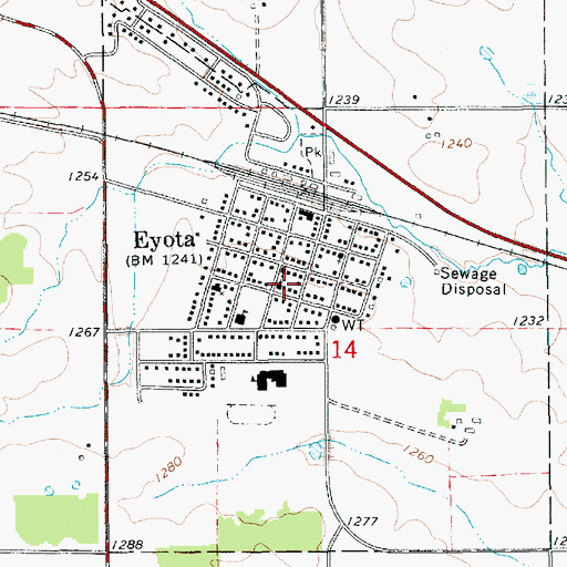 Topographic Map of Faith United Methodist Church, MN