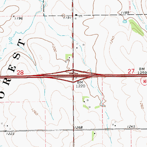 Topographic Map of Interchange 229, MN