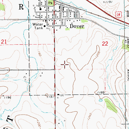 Topographic Map of Dover, MN