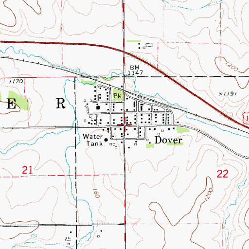 Topographic Map of Dover Post Office, MN