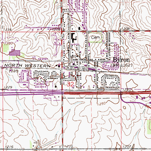 Topographic Map of Byron Post Office, MN