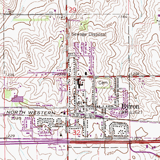 Topographic Map of Byron Intermediate School, MN