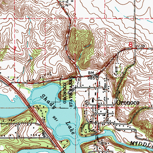 Topographic Map of Oronoco Gold Rush Historical Marker, MN