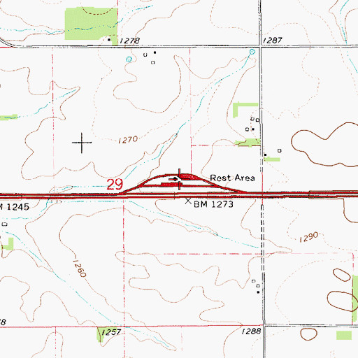 Topographic Map of Marion West Bound Rest Area, MN