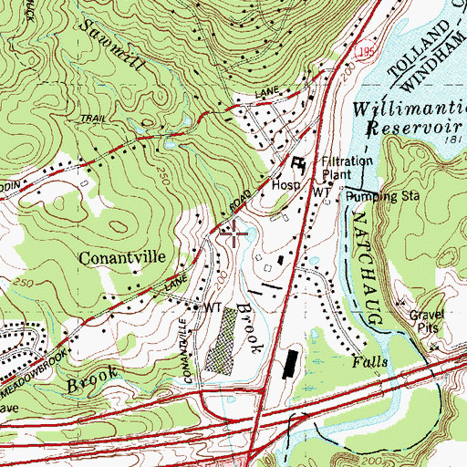 Topographic Map of Conantville, CT
