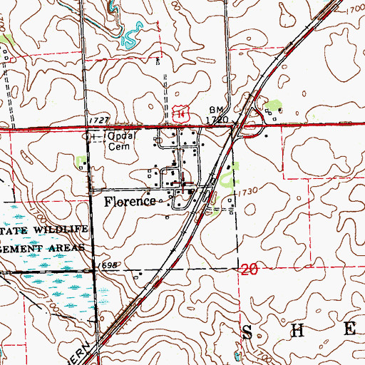 Topographic Map of Florence Post Office, MN