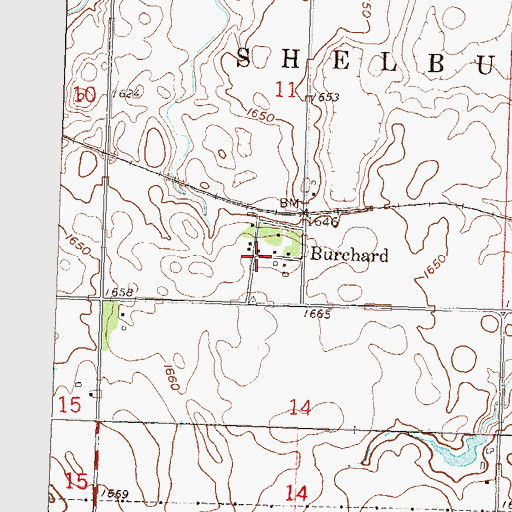 Topographic Map of Burchard Post Office (historical), MN