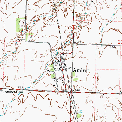 Topographic Map of Amiret Post Office, MN