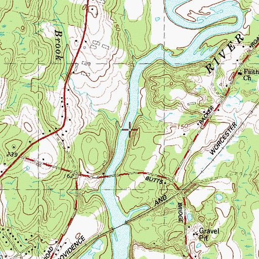 Topographic Map of Cone Brook, CT