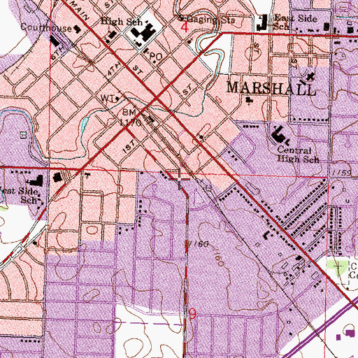 Topographic Map of Marshall Fire Department, MN