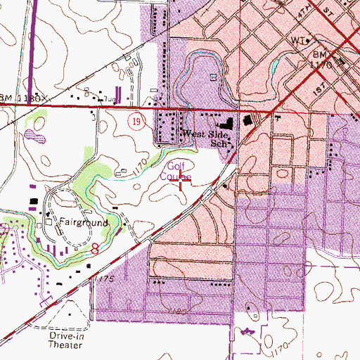 Topographic Map of Marshall Golf Club, MN