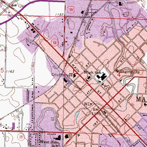 Topographic Map of Lyon County Courthouse, MN