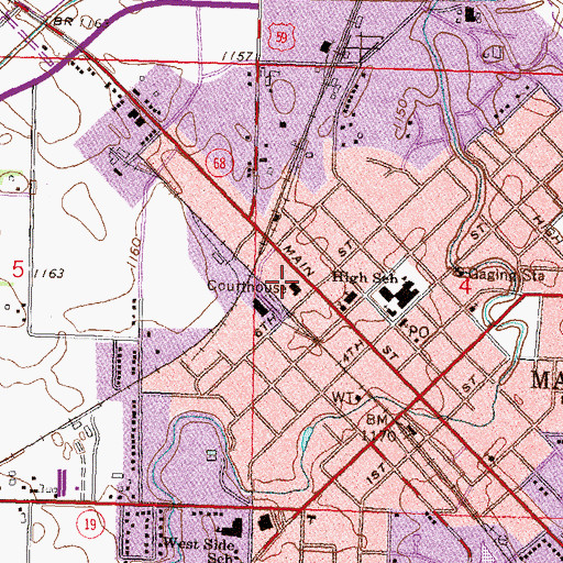 Topographic Map of Lyon County Sheriff's Office, MN
