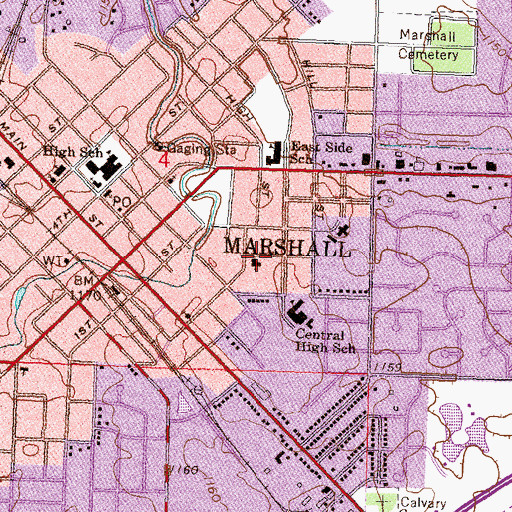 Topographic Map of First Lutheran Church, MN