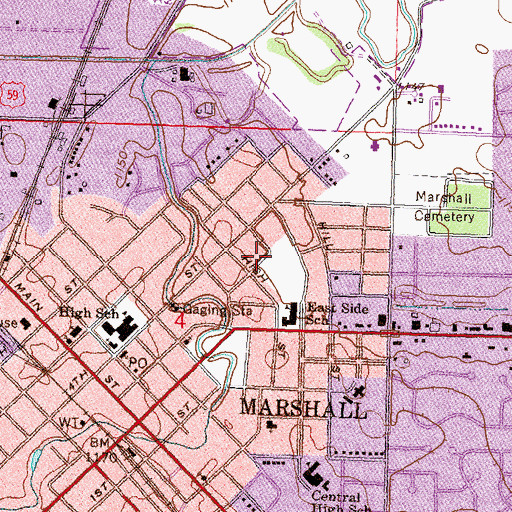 Topographic Map of Albright United Methodist Church, MN