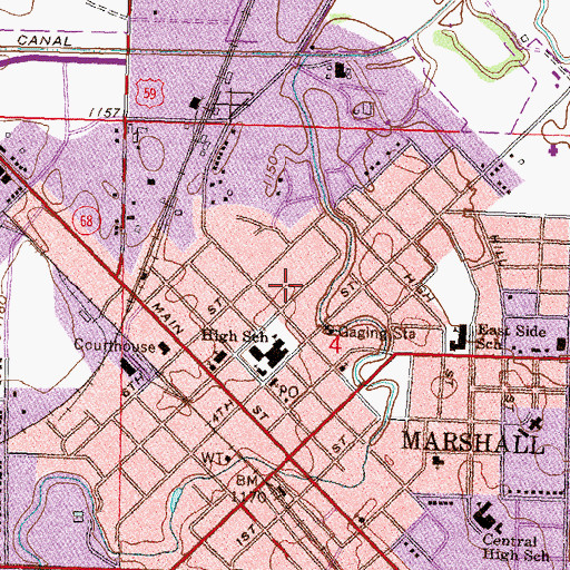 Topographic Map of First Baptist Church, MN