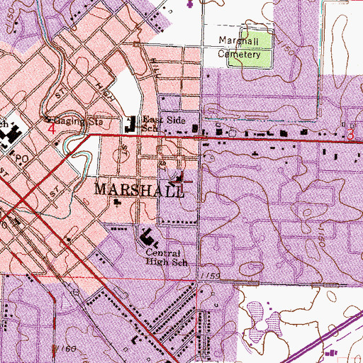 Topographic Map of Avera Marshall Regional Medical Center, MN