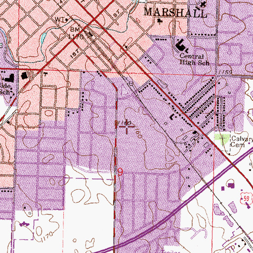 Topographic Map of Marshall Senior High School, MN